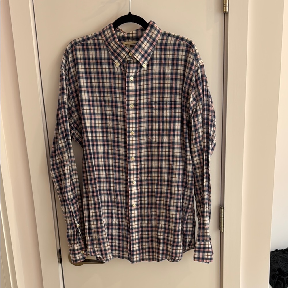 Men's Plaid Shirt - Blue, Pink, White Plaid